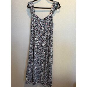 Loft Sleeveless Ruffle‎ Strap Dress Black/Multi 10